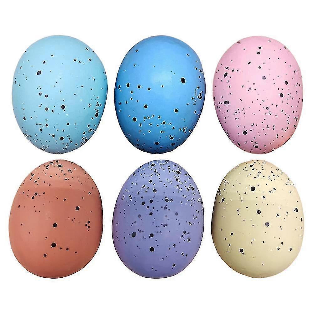 6pcs Simulation Eggs Easter Egg Props Decorative Painted Adornments Mixed Color