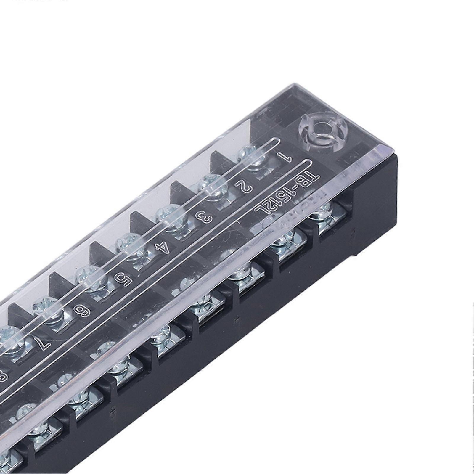 2Pcs Terminal Strip Block Thickened Brass Contactor Fixed Large Current Terminal Strip 15A 600V 12 Positions