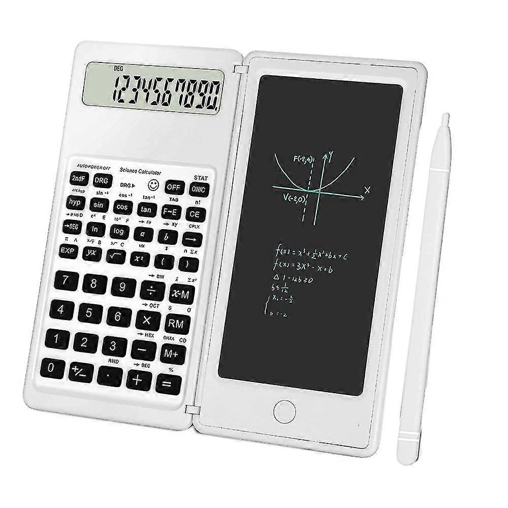 Scientific Calculator 10-digit Lcd Display Engineering Calculator With Writing Tablet For High School And College White