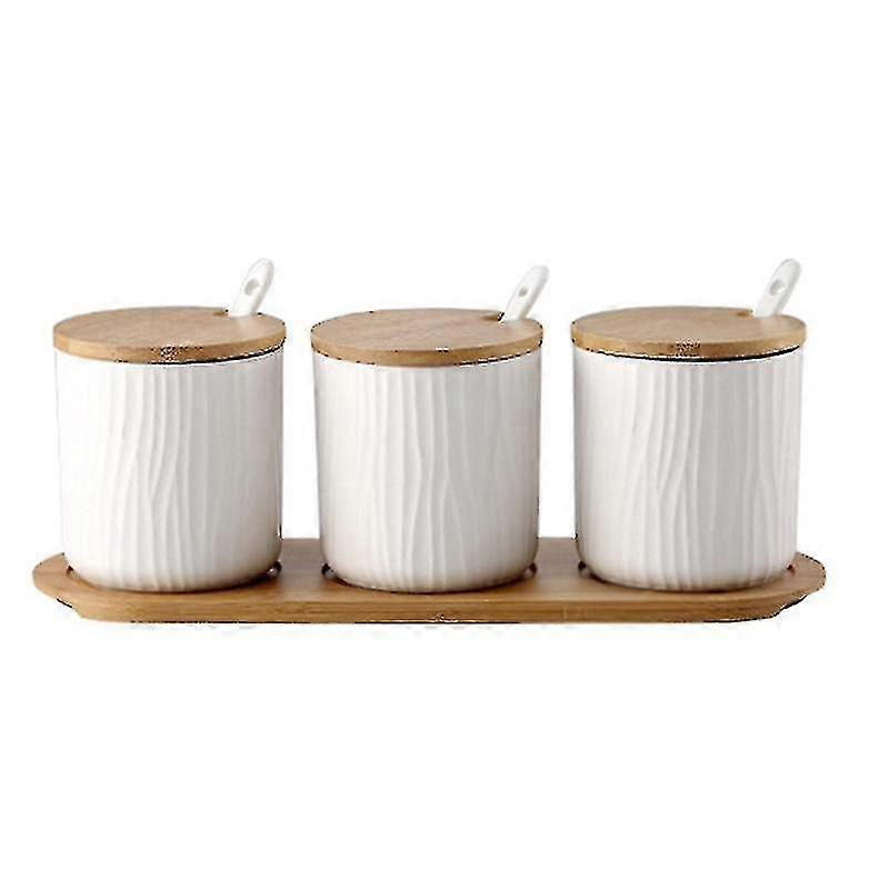 Creative Ceramic Seasoning Jar Seasoning Box Set,white