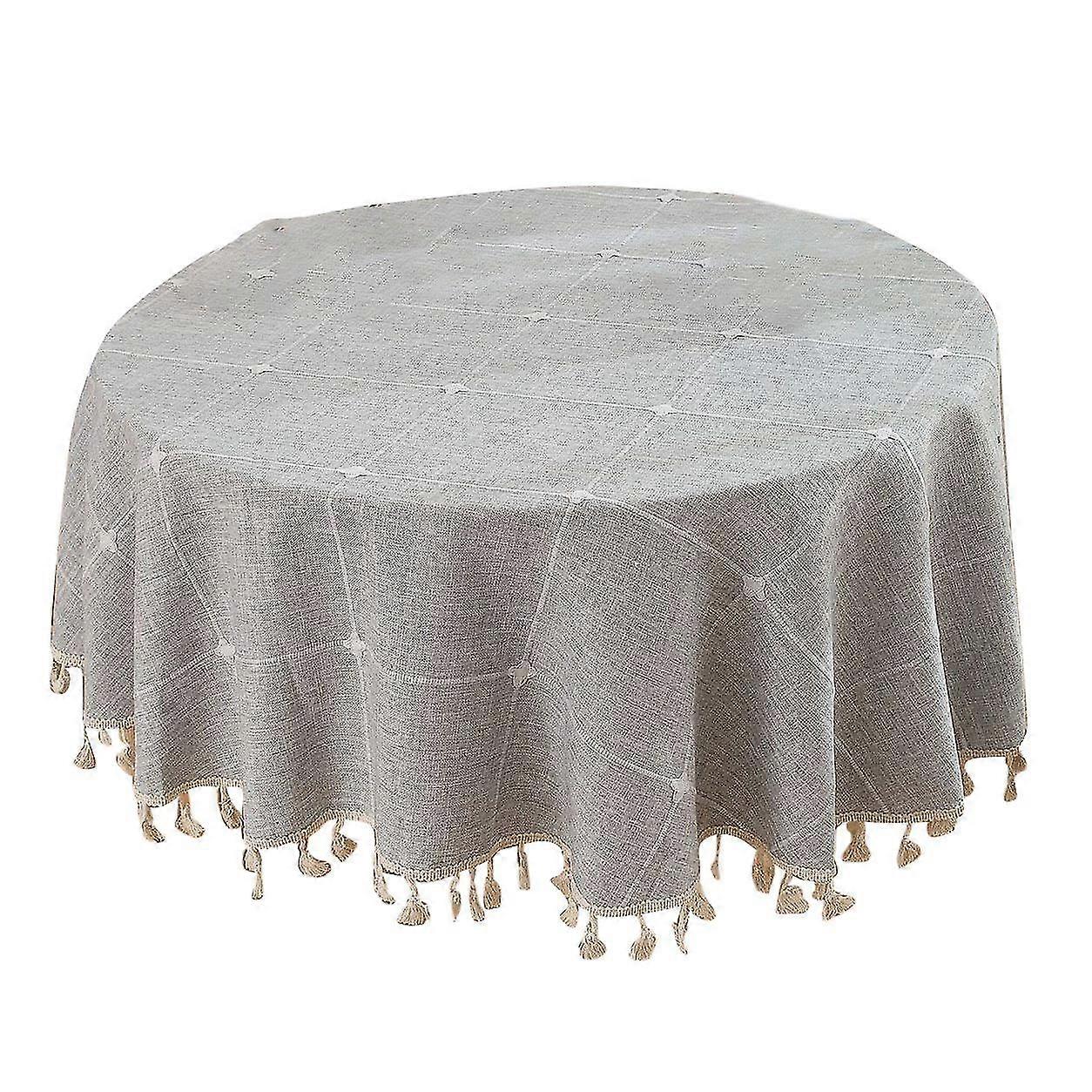 59inch Rustic Table Clothes For Round Tables Wrinkle Free Outdoor For Parties Embroidery Table Cloth