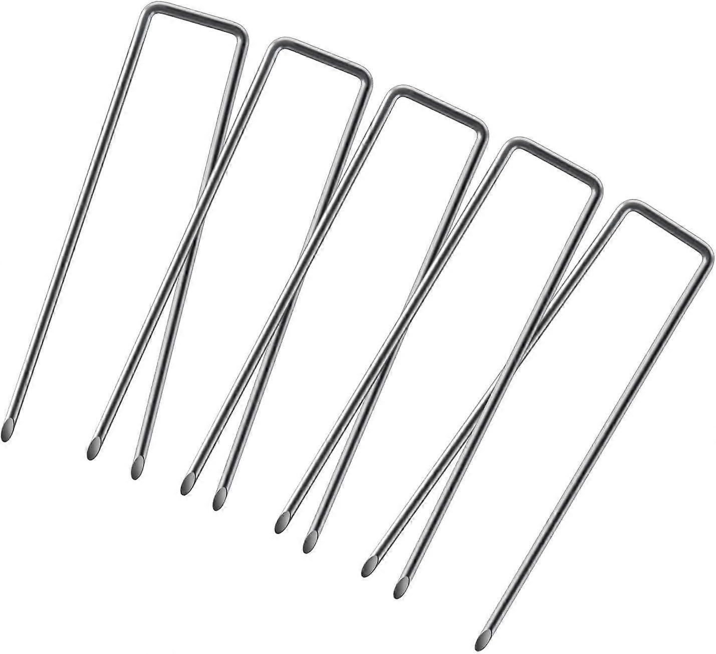 100 U-Shaped Garden Pegs, for Weed Cover, Sardines Camping, Garden Fence, 150 x 25mm - 3mm
