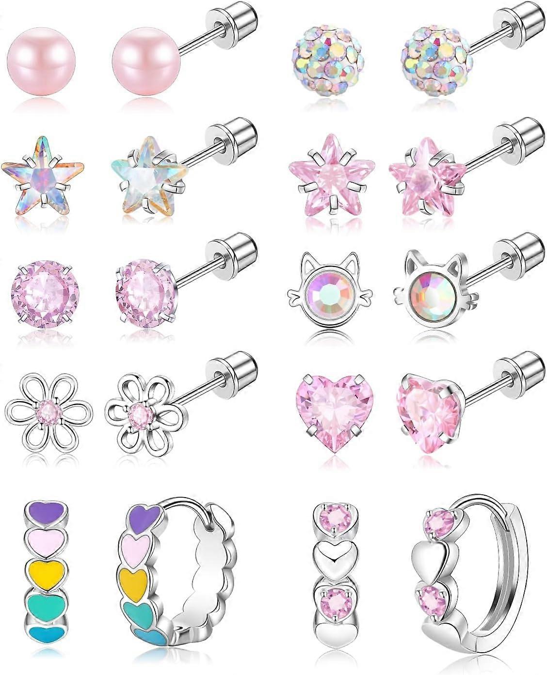 Boucles d’oreilles chirurgicales en acier inoxydable pour les filles Hypoallergénique Vis Dos Stud Boucles d’oreilles pour femmes