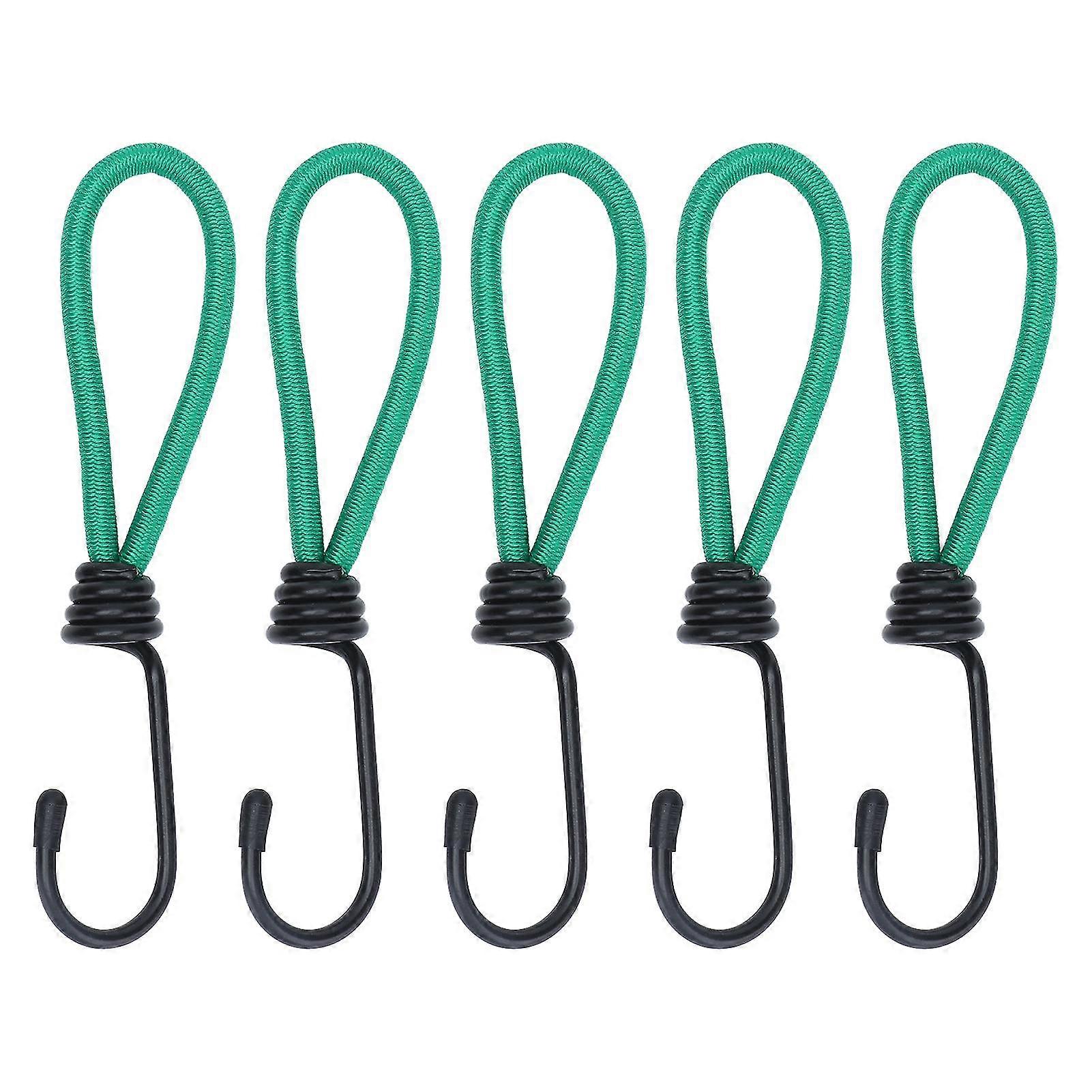 5pcs Canopy Hooks Multifunctional Portable Green Elastic Rope Buckles compatible with Outdoor Camping Canopy Tent Fixing-YM