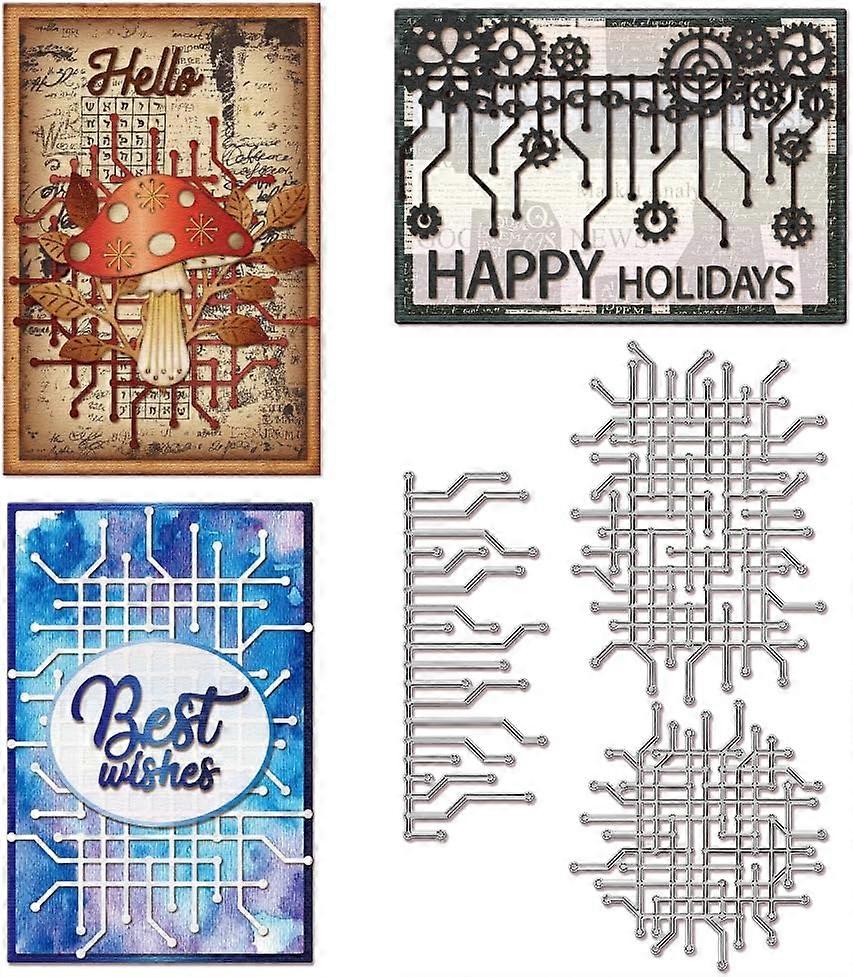 Circuit Texture Background Cutting Dies Metal Gears Frames Die Cuts Circuit Texture Frame Cutting Dies Cut for Card Making DIY Scrapbooking Paper Craf