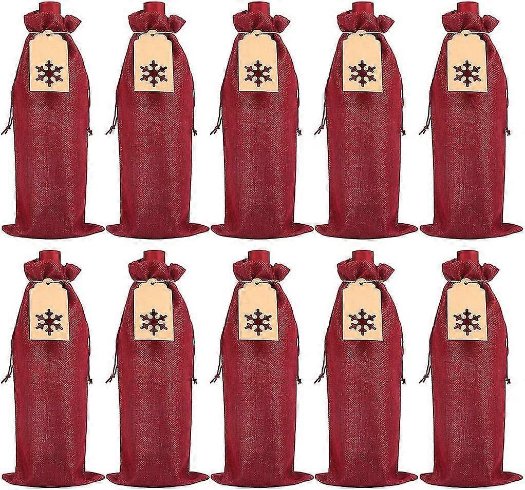 12 pack julflaskpåsar med taggar och rep