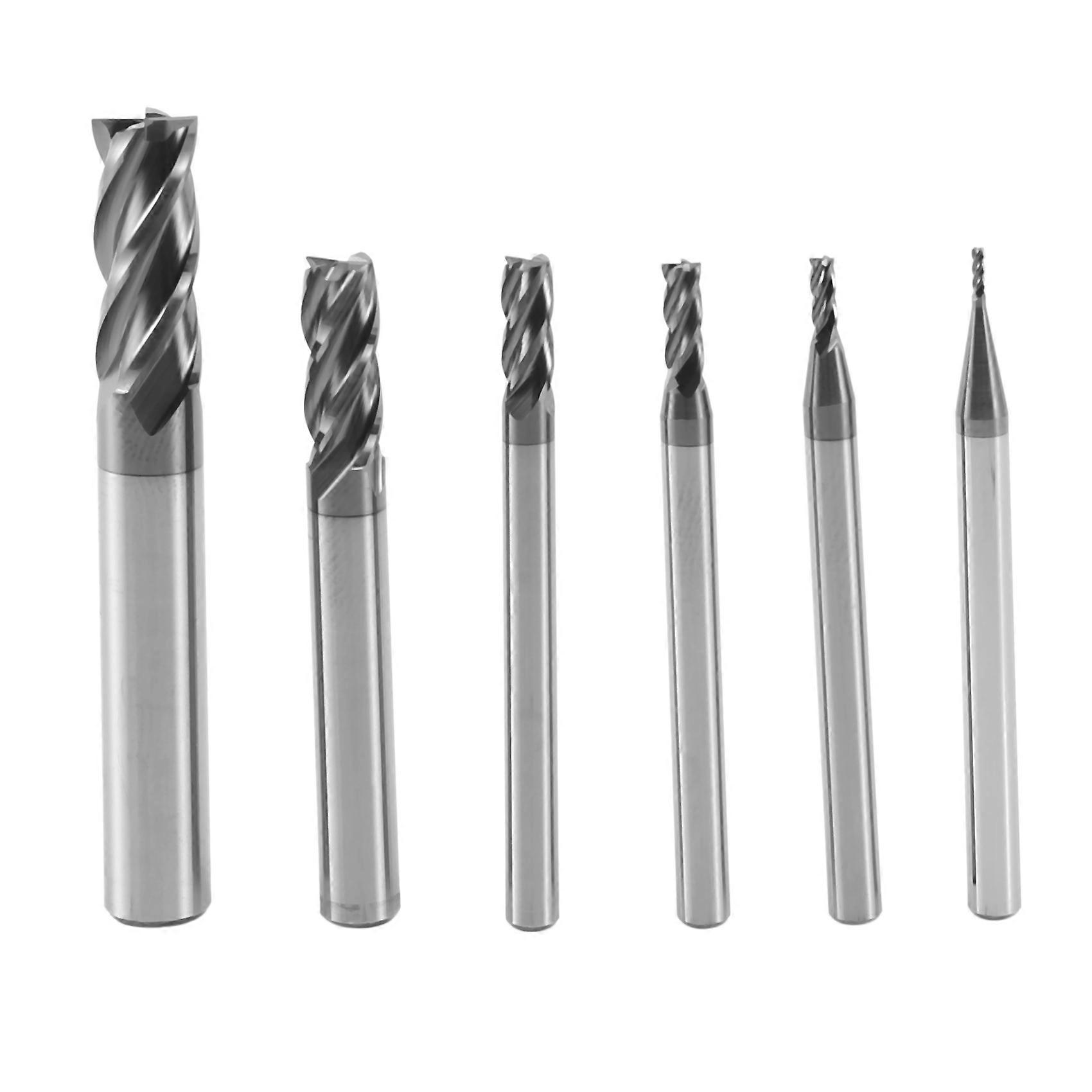 6Pcs 4 Flutes End Mills Set for Steels Square CNC Carbide Milling Cutter Spiral Router Bits Dia(1 2