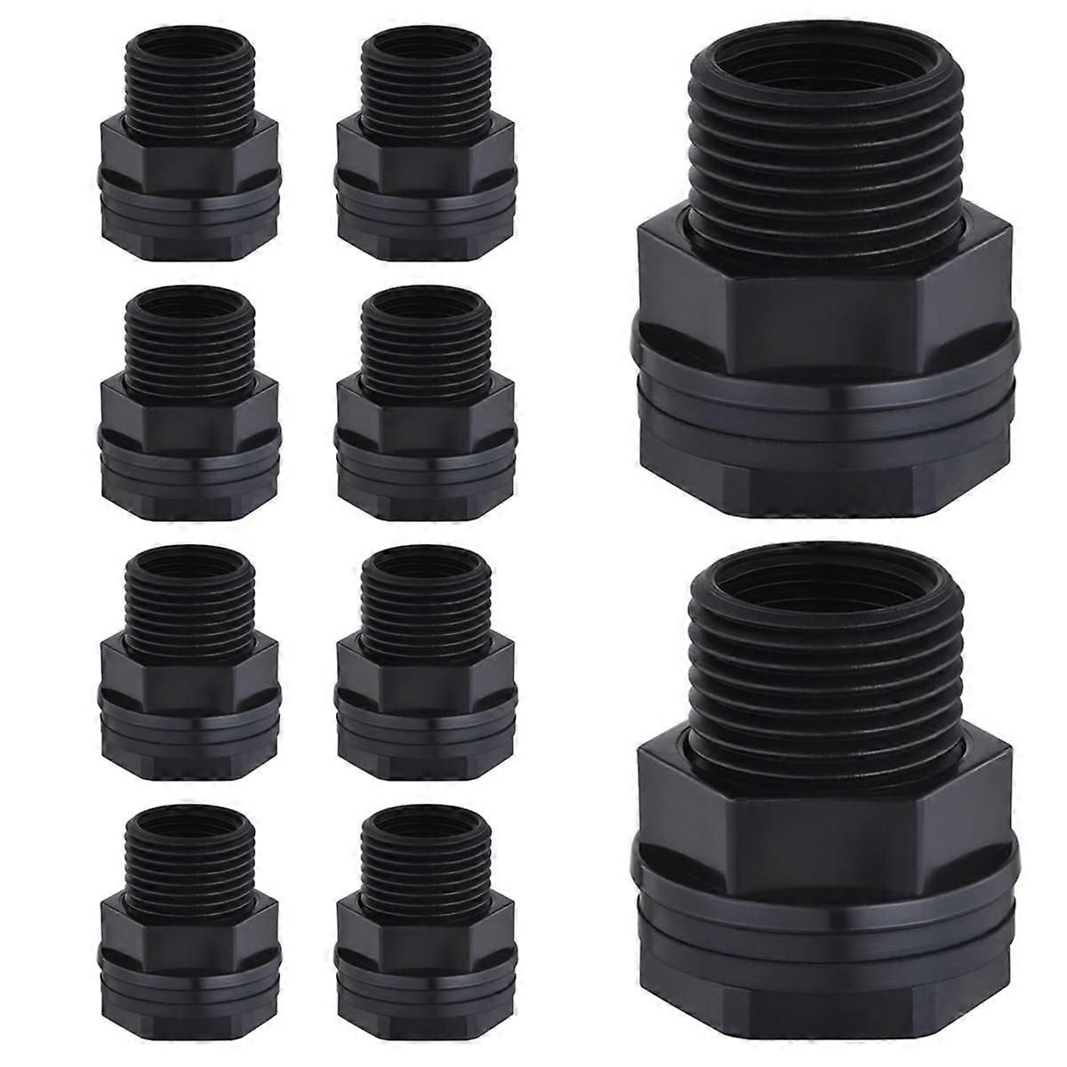 10Pc Bulkhead Fitting,Garden Hose Threaded 3/4In Male GHTx1/2In Female NPT Double Threaded Bulkhead