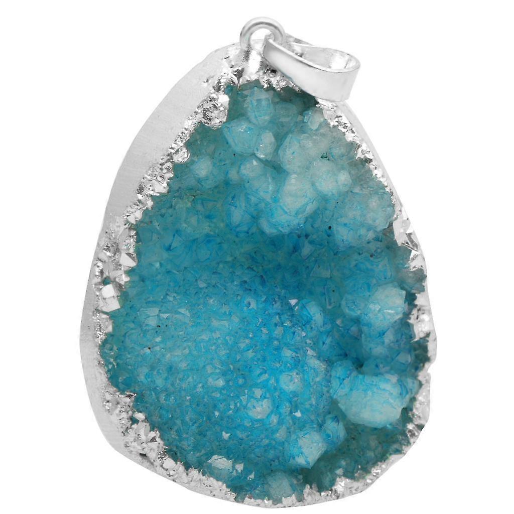 Natural Irregular Agate Crystal Agate Charm Pendant DIY Pendant - Blue