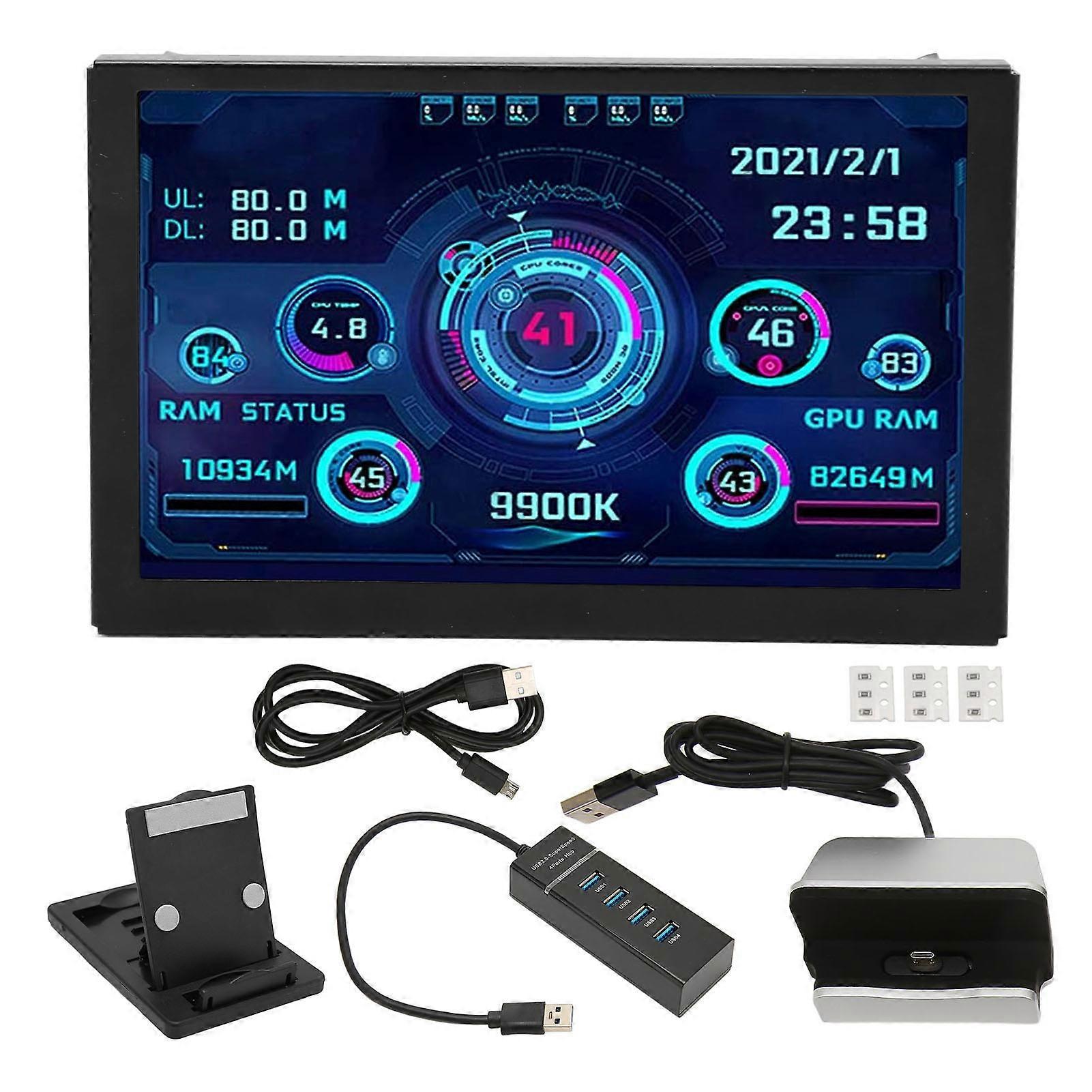 5-Zoll-IPS-Computer-Temperaturmonitor, USB-Mini-Bildschirm für AIDA64 PC CPU RAM Sensor Panel Display für Raspberry Pi für Linux für Windows