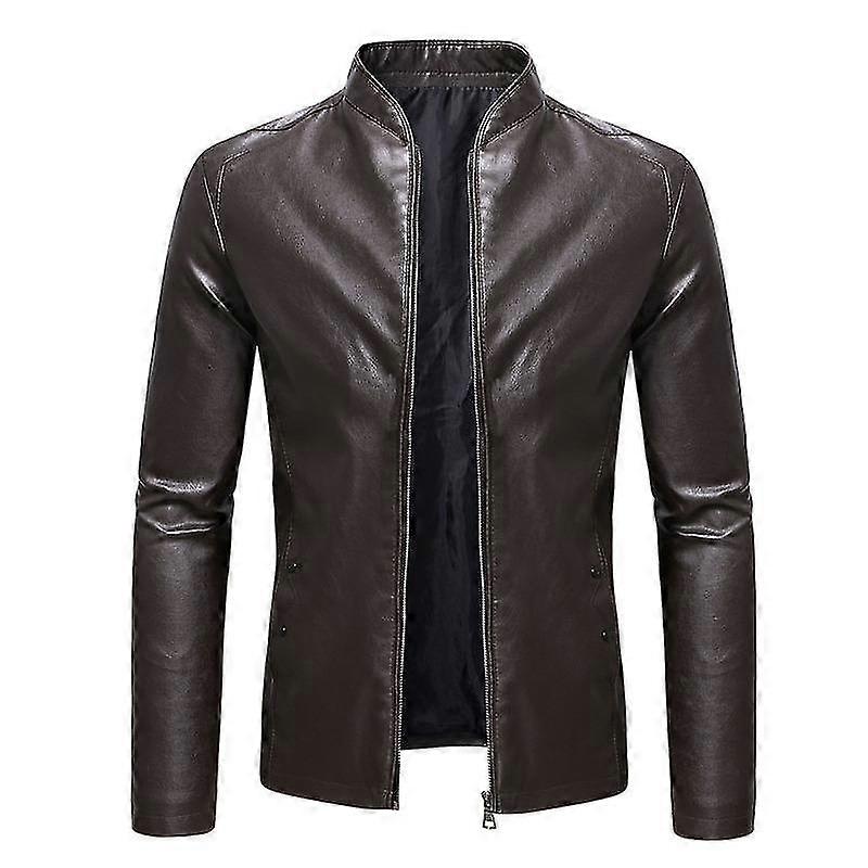 Men's Spring And Autumn New Business Casual Slim Long-sleeved Pu Leath