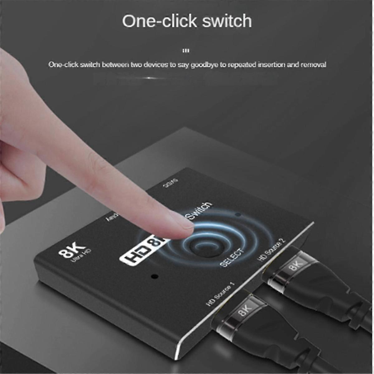 8k Switcher .1 Converter 2 In 1 Out Splitter Support Power Management Multi-function Portable Distributor