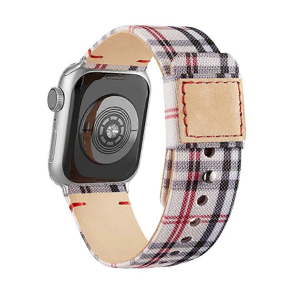 Fabric Cloth Bands Compatible with Apple Watch 41mm 40mm 38mm, Canvas Strap with Soft Genuine Leather Lining and Snap Button for Apple iwatch Series 7