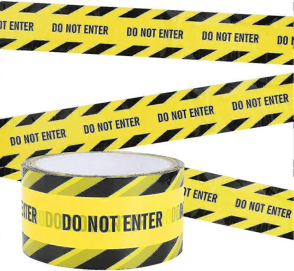 25m Warning Tape, Do Not Enter, Yellow/Black Adhesive Safety Tape