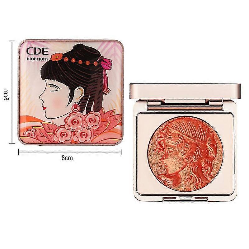 Blush Rouge Palette Relief Design Baked Natural Cheek Highlighter With Mirror
