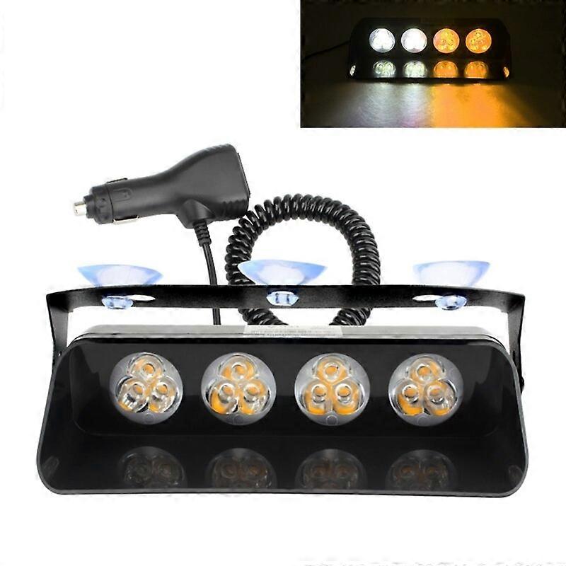 Car LED Strobe Light Red/Blue Amber/White Signal Lamps Flash Dash Emergency Flashing Windshield Warning Light 12V
