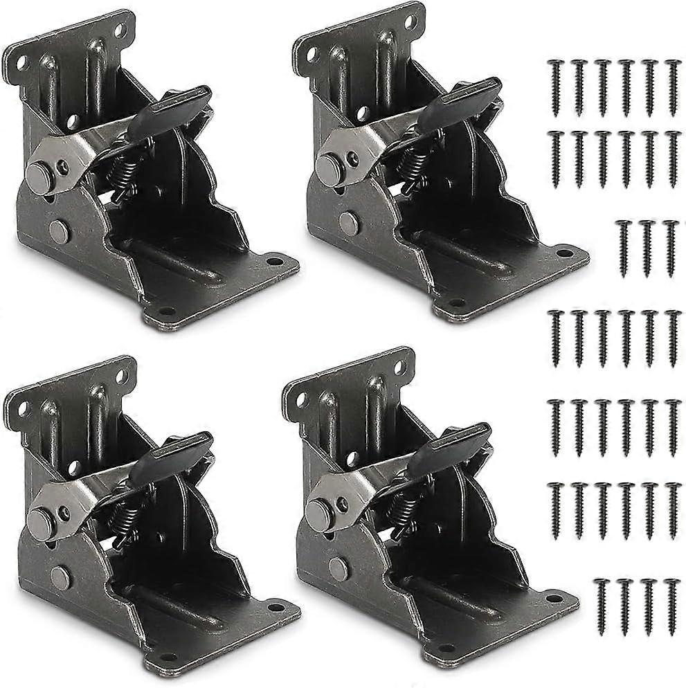 4-piece folding bracket for table and bed legs and feet, self-locking hinge hardware with screws, lock extension supportFolding bracket for furniture