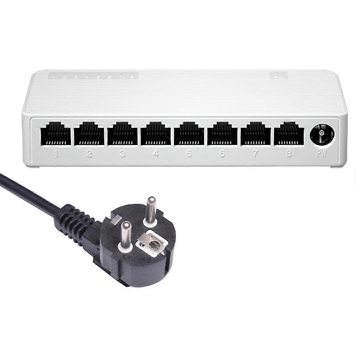 8 Port 100mbps Ethernet Switch Portable Ethernet Splitter Hub Mini Switch With Power Cable Eu Plug