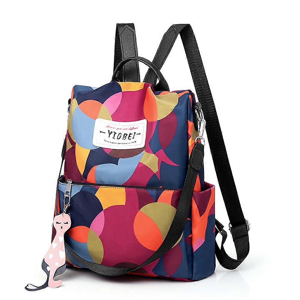 Women's Ladies Stylish Printed Backpacks Rucksack Shoulder Bags Thin Shoulder Strap Fashion Large Capacity Bag with Two Side Pockets
