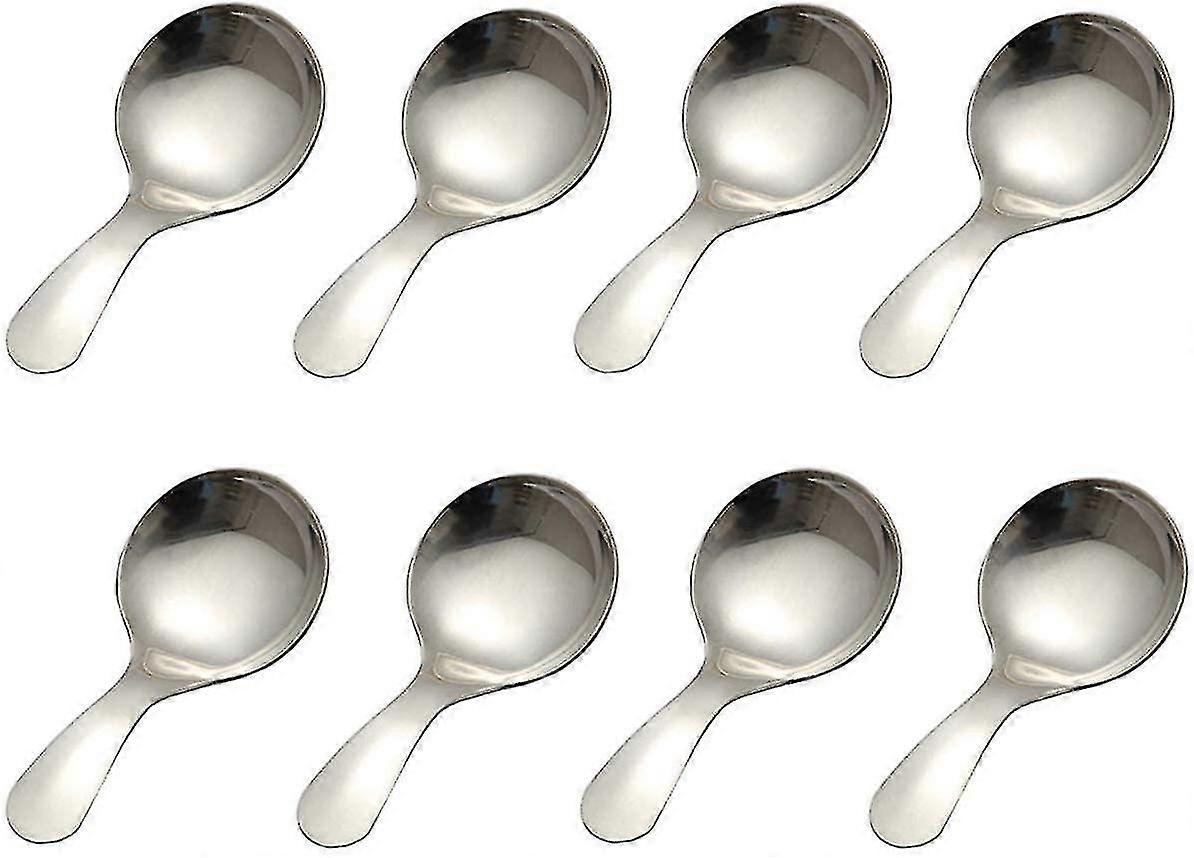 8pcs Sølv rustfrit stål kort håndtag Spoon Mini Salt Spoon