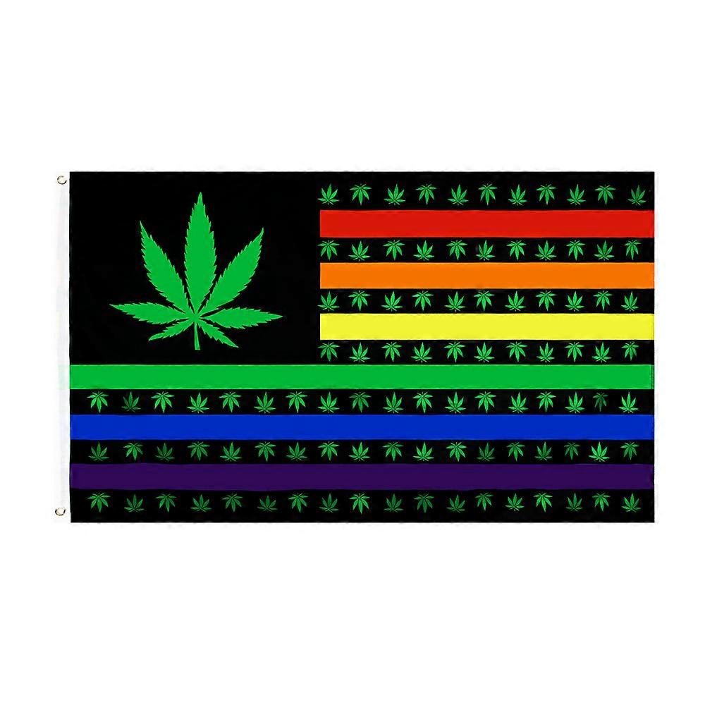 90x150 CM Rainbow Weed flag For Decoration