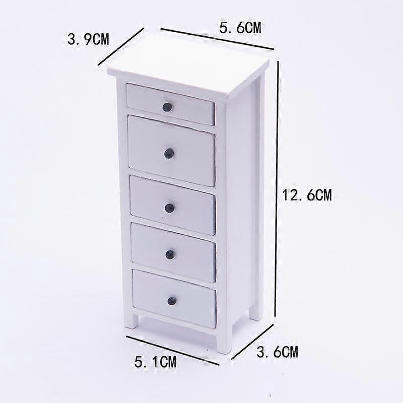 Mini Chest of Five Drawers, Display Cabinet, Dollhouse Ornaments Miniature Cabinet, Dollhouse Display Shelf, White 12.6*5.6*3.6cm