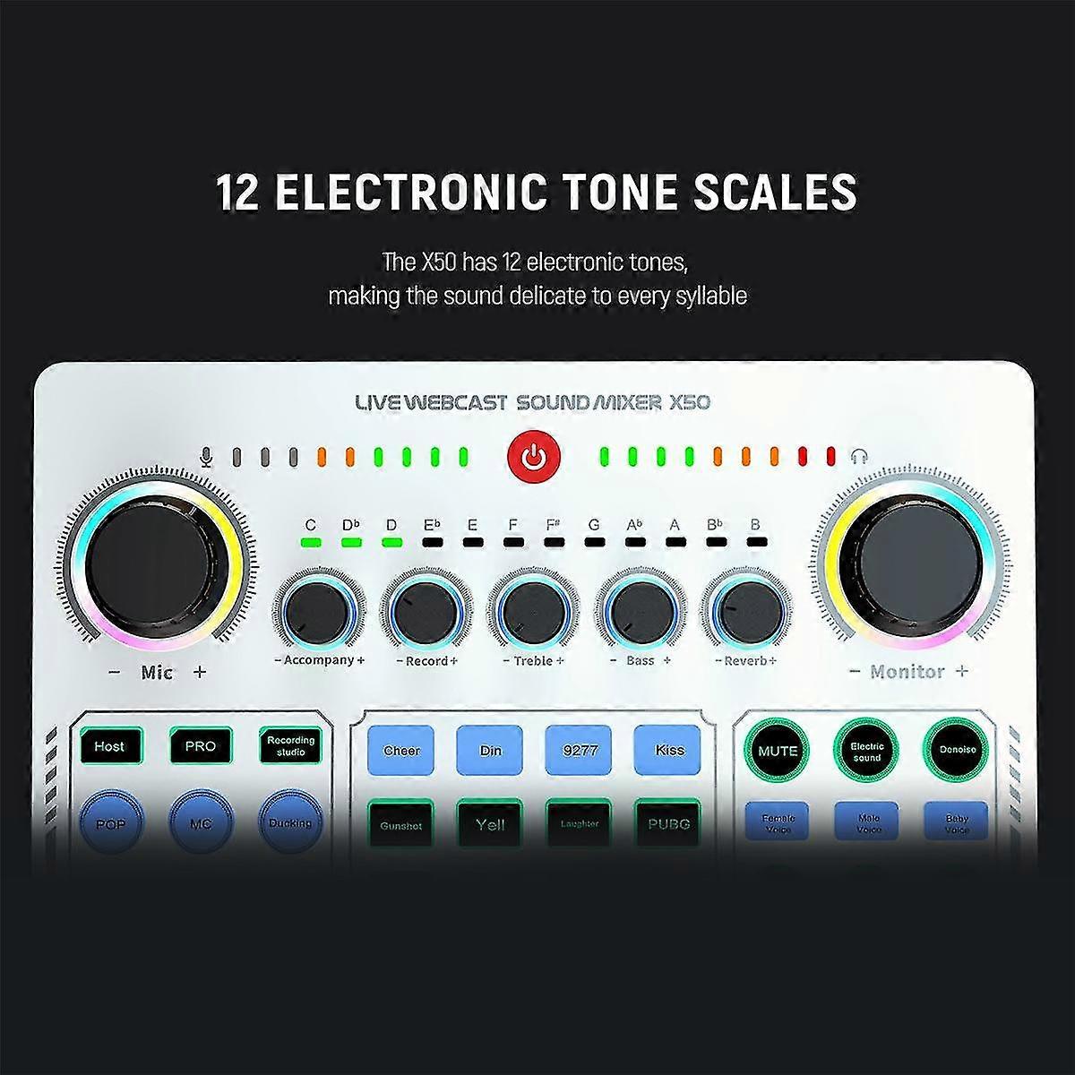 X50 Professional Recording Sound Cards Live Stream Usb Sound Card Live Broadcast Audio Mixer Interf