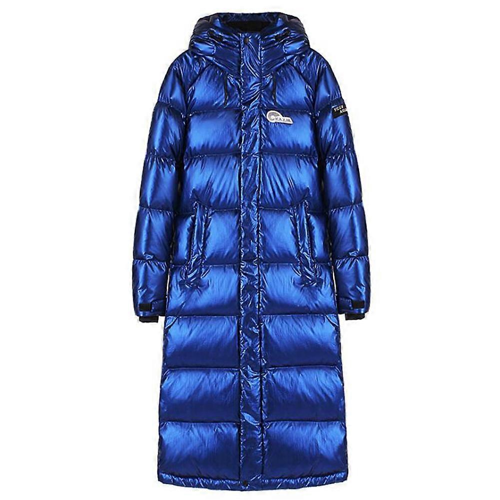 Plumífero largo de plumón de ganso blanco