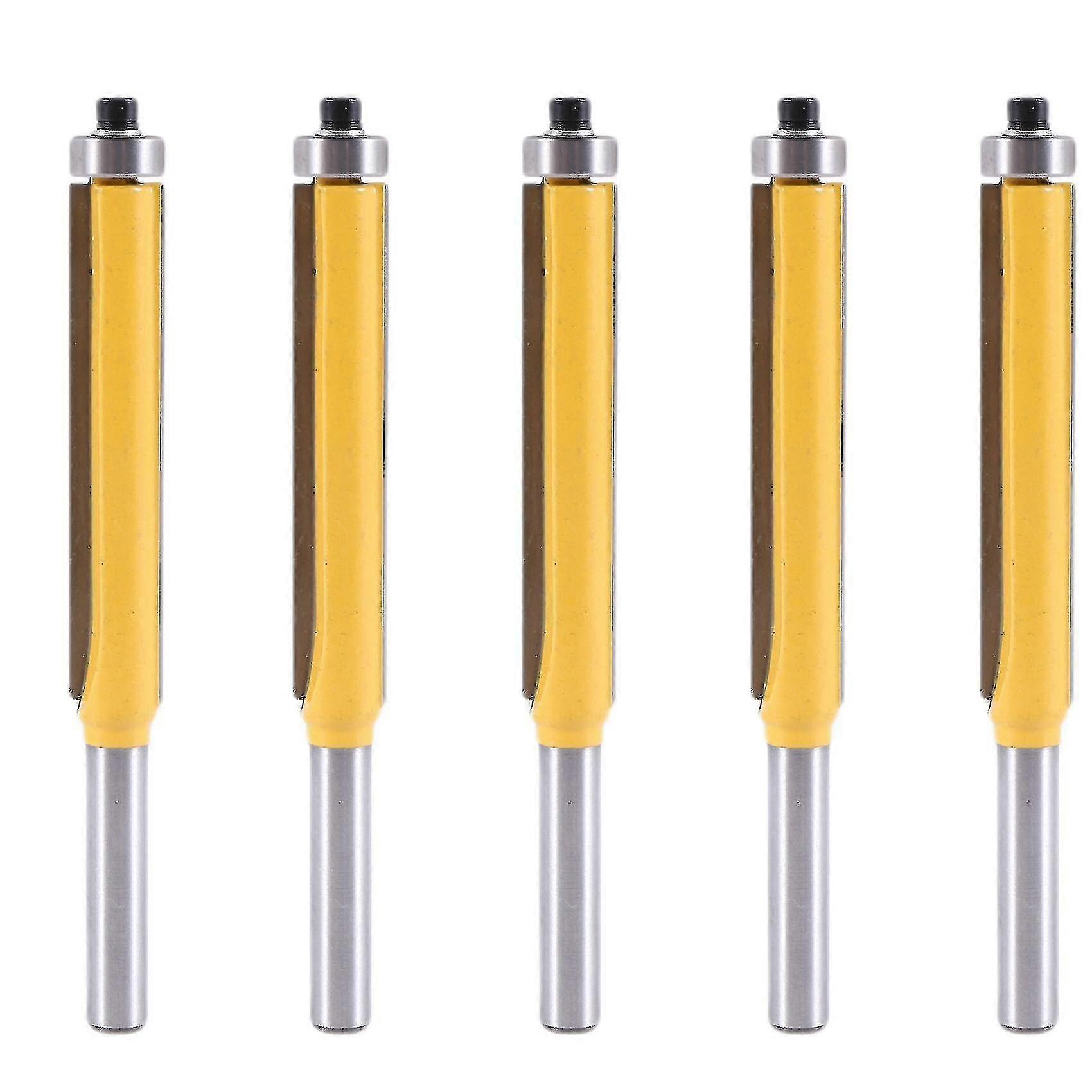 5pcs 2 polegadas altura extra longa flush trim router bit 1/4 polegadas x 3/8 polegadas marcenaria cortador