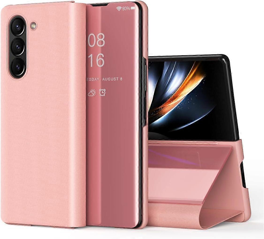Case for Galaxy Z Fold 6 5G Case Slim Mirror Design Clear View Flip Bookstyle Ultra Slim Protecter Shell with Kickstand Protective Case for Samsung Ga