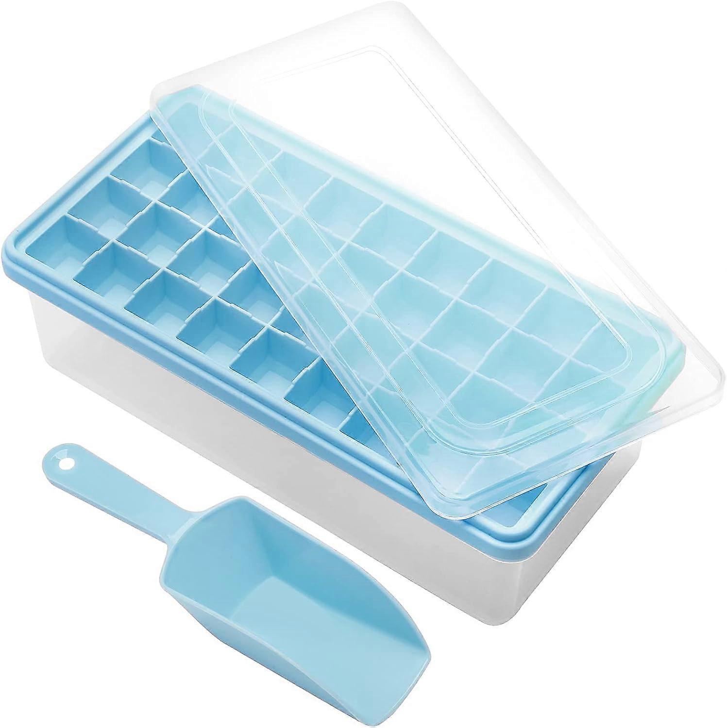 Silicone Ice Cube Tray with Lid and Storage Bin for Freezer, Easy-Release