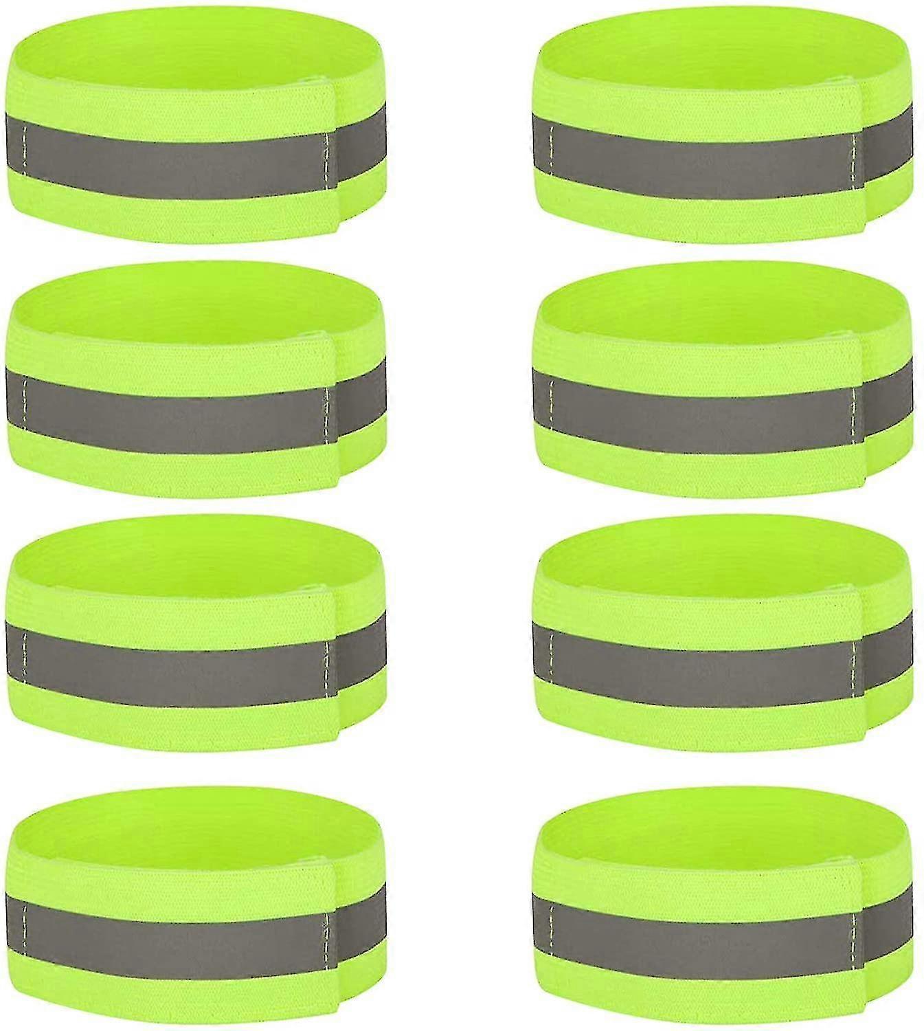 8pcs High Visibility Reflective Arm Strap Ankle Strap Wrist Strap