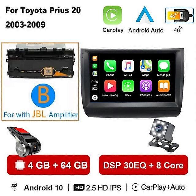 Carplay Autoradio 2 din Android 10 トヨタプリウス 20 2003-2009 カーラジオマルチメディアビデオプレーヤー GPSナビゲーションステレオBT HU
