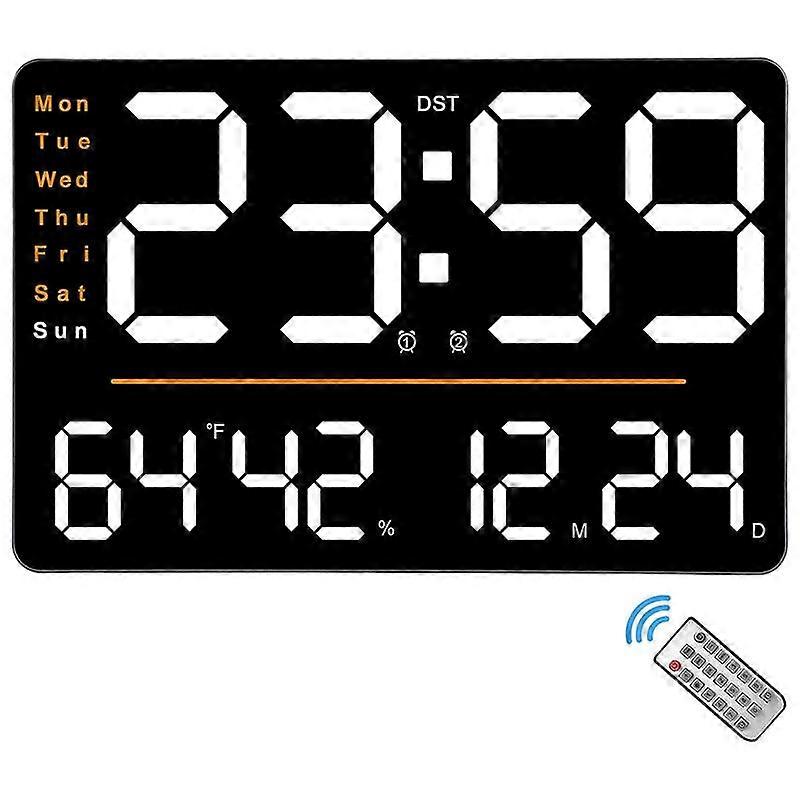 Digital Wall Clock,15.6 in LED Wall Clocks Large Display,With Remote Control,For Living Room Office Classroom Gym