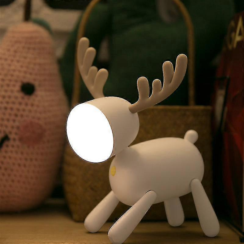 Led Desk Lamp,portable Cute Deer Night Light Adjustable Brightness