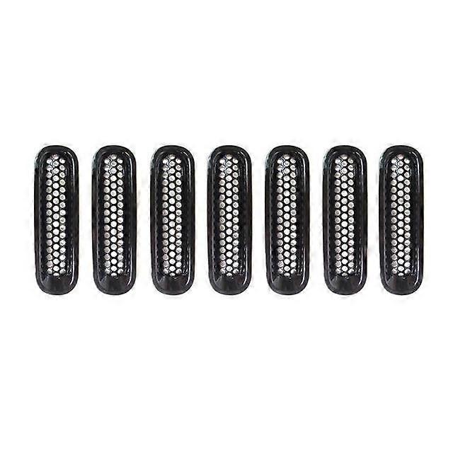 7PCS / Set For 2007-2017 Jeep Wrangler JK Matte Black Front Insert Mesh Grille Trim Cover For Bumper Jeep Wrangler JK