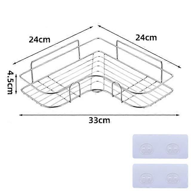Stainless Steel Storage Rack Shelf Punch-Free Bathroom Accessory Toilet Wall Hanging Bathroom Accessory Organizer Accessories Corner Shelf Drain Set