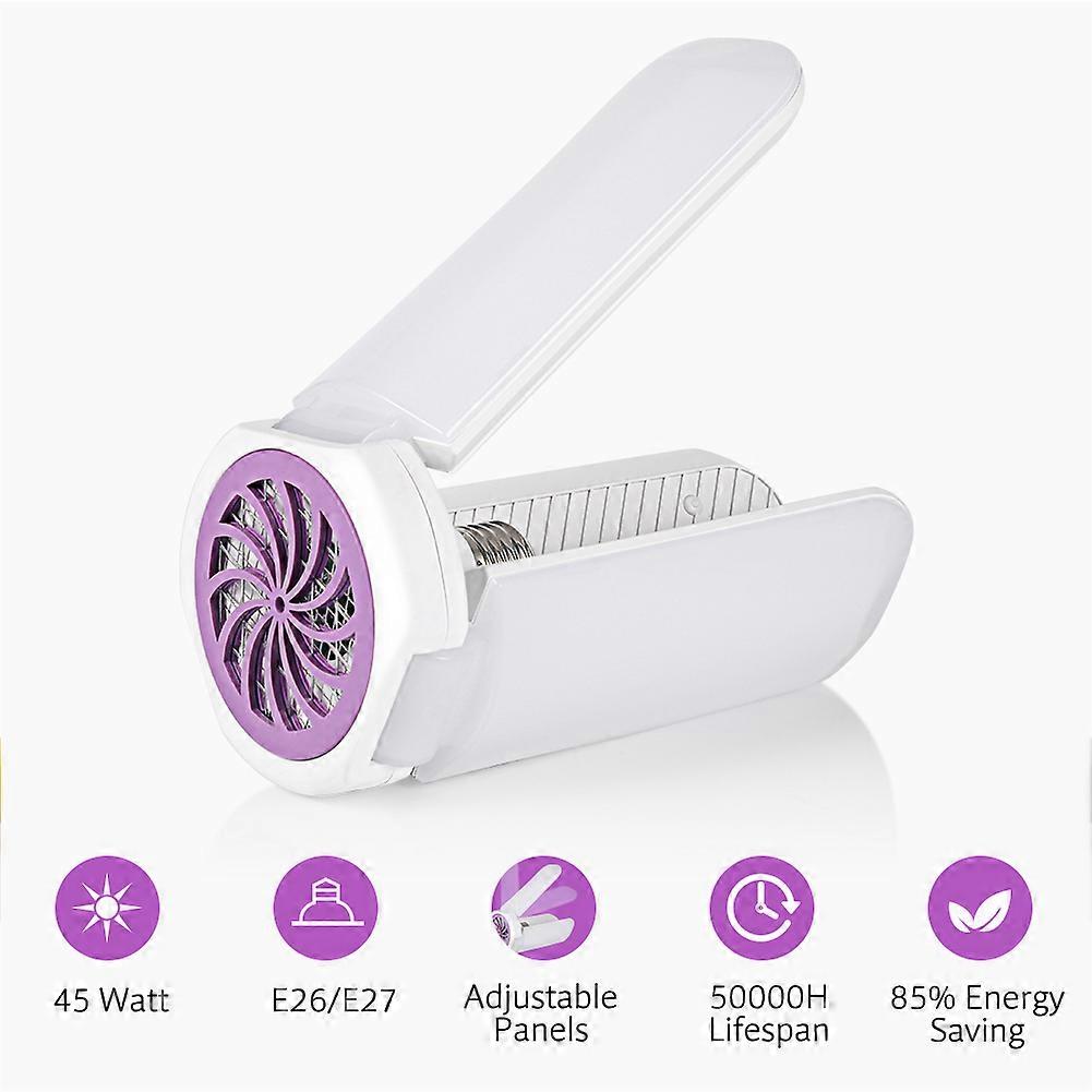 E26/27 Three Leaf folding mosquito killer light, input voltage 110-265V AC, 45W 6500k