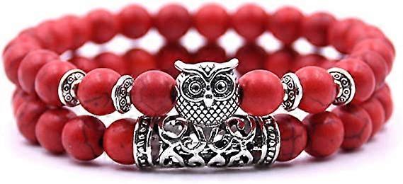 Leather Men's  Bracelet Multi-Layer Blue Bead ,Red