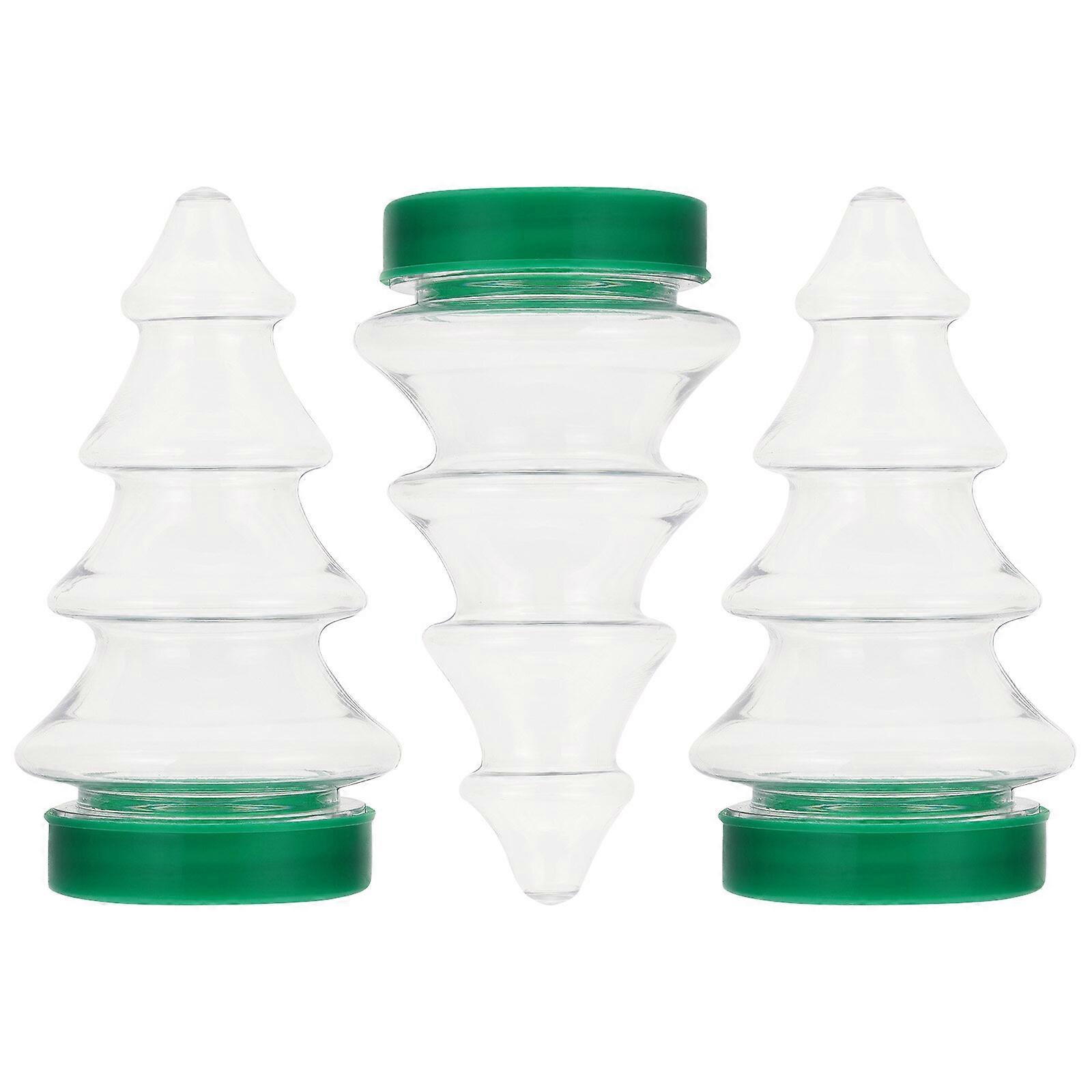 3Pcs Lovely Candy Bottles Christmas Tree Shaped Storage Bottles Wrapping Bottles