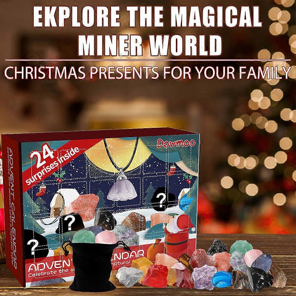 Christmas Advent Calendar 24 Days Blind Box Healing Crystal Stone Countdown Toys Gifts