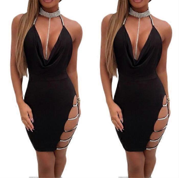 Women's Satin Draped Halter Slit Party Dresses