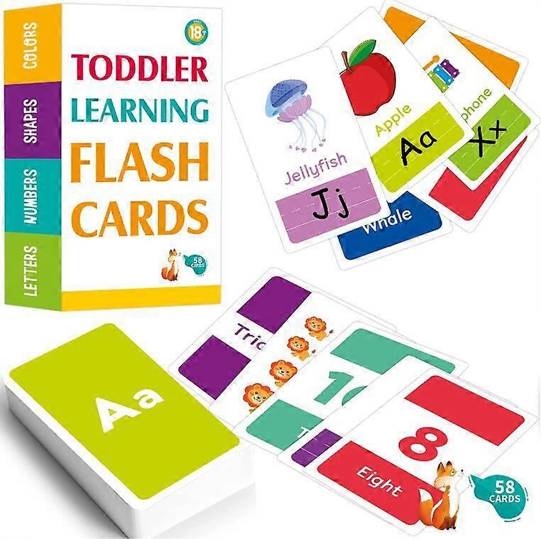 Toddler Alphabet Cards Set Of 58 Letters, Colours, Shapes And Numbers