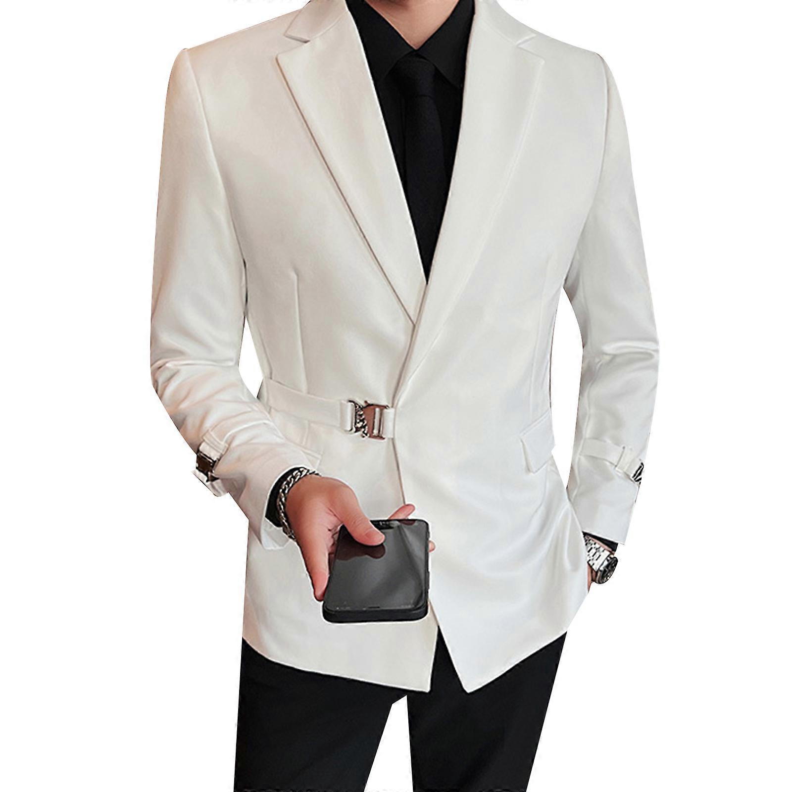 Men's Casual Fashion Buckle Design Suit Jacket Fruugo UK
