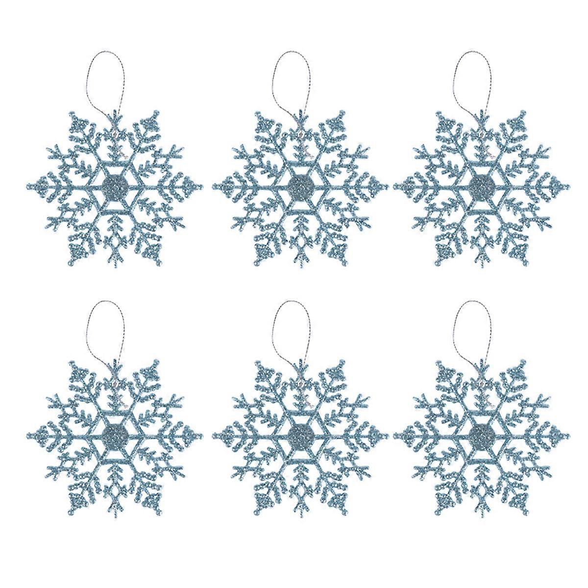 6pcs Fashion Snowflake Adornment Creative Snowflakes Ornaments for Christmas Tree Party Decor Light Blue