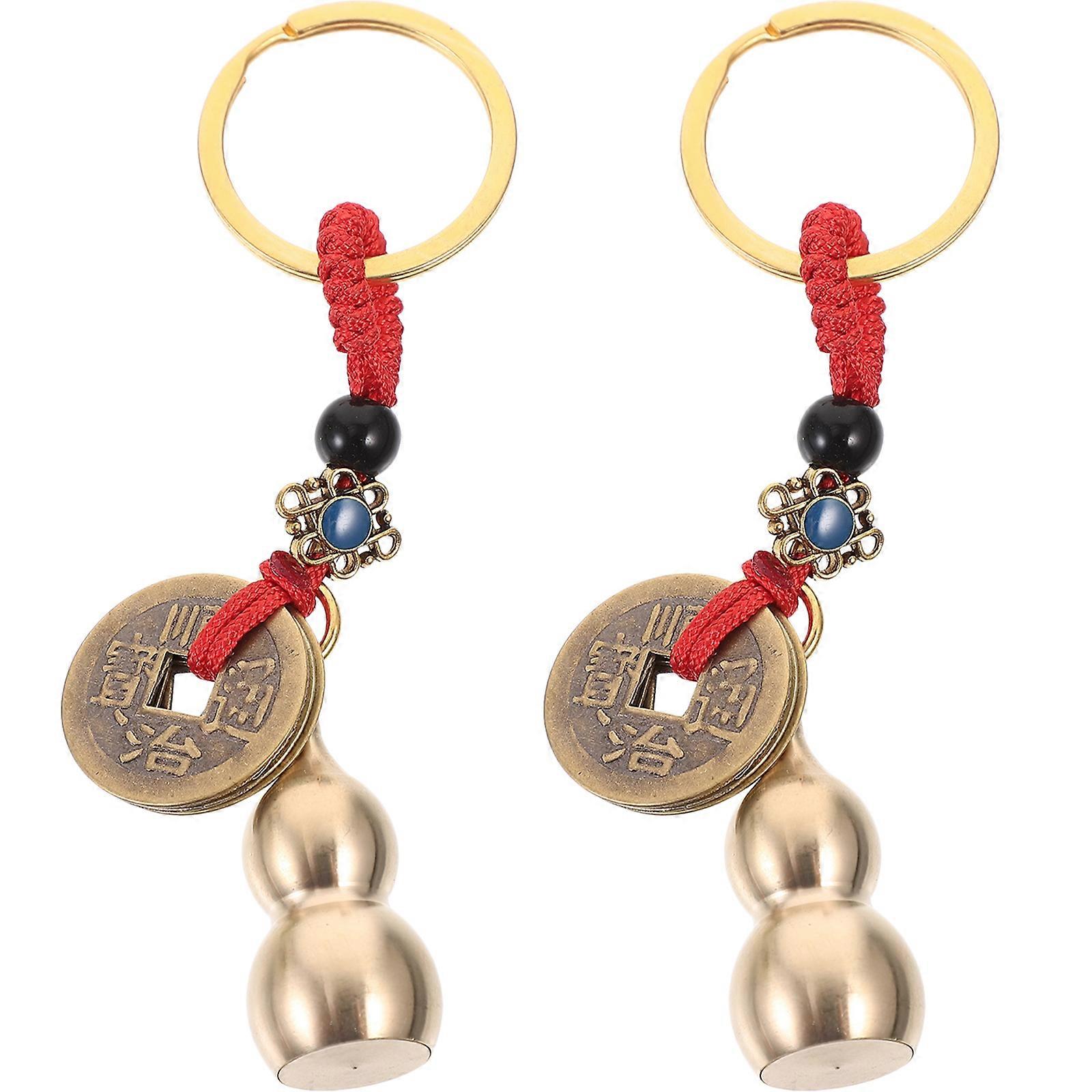 2Pcs Small Gourd Keychain Vintage Keychain Keepsake Antique Keychain Gourd Key Ring