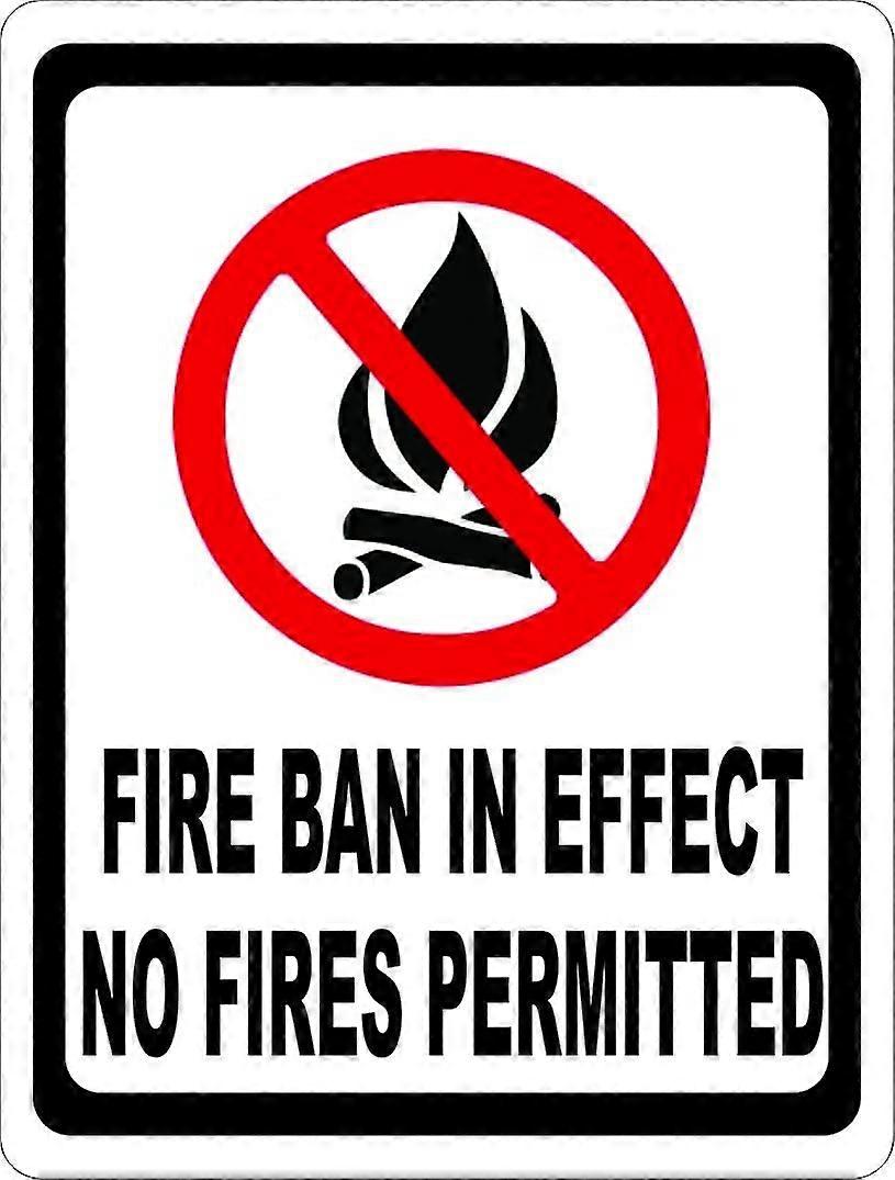 Fire Ban In Effect No Fires Permitted Sign. 8x12 Metal.