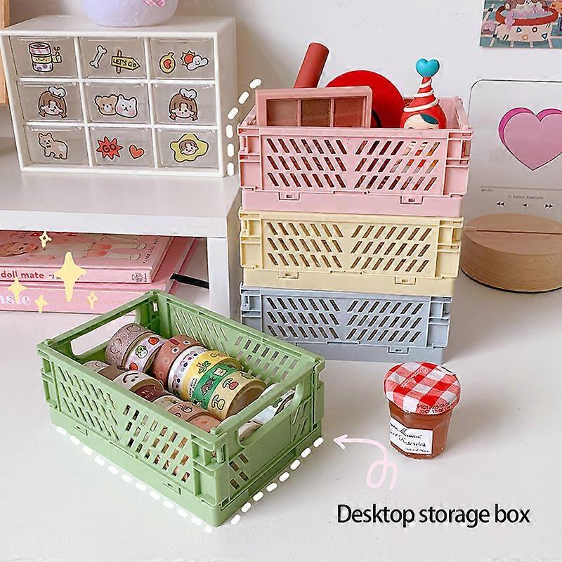 Cute Tabletop Storage Organizer TV Remote Control Holder Makeup Cosmetic Foldable Storage Basket Office Stationery Pen Boxes