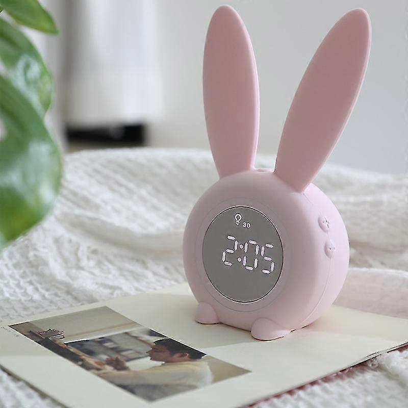 Cute Rabbit Shaped Induction Morning Alarm Clock, Intelligent Automatic Breathing Light Adjustment
