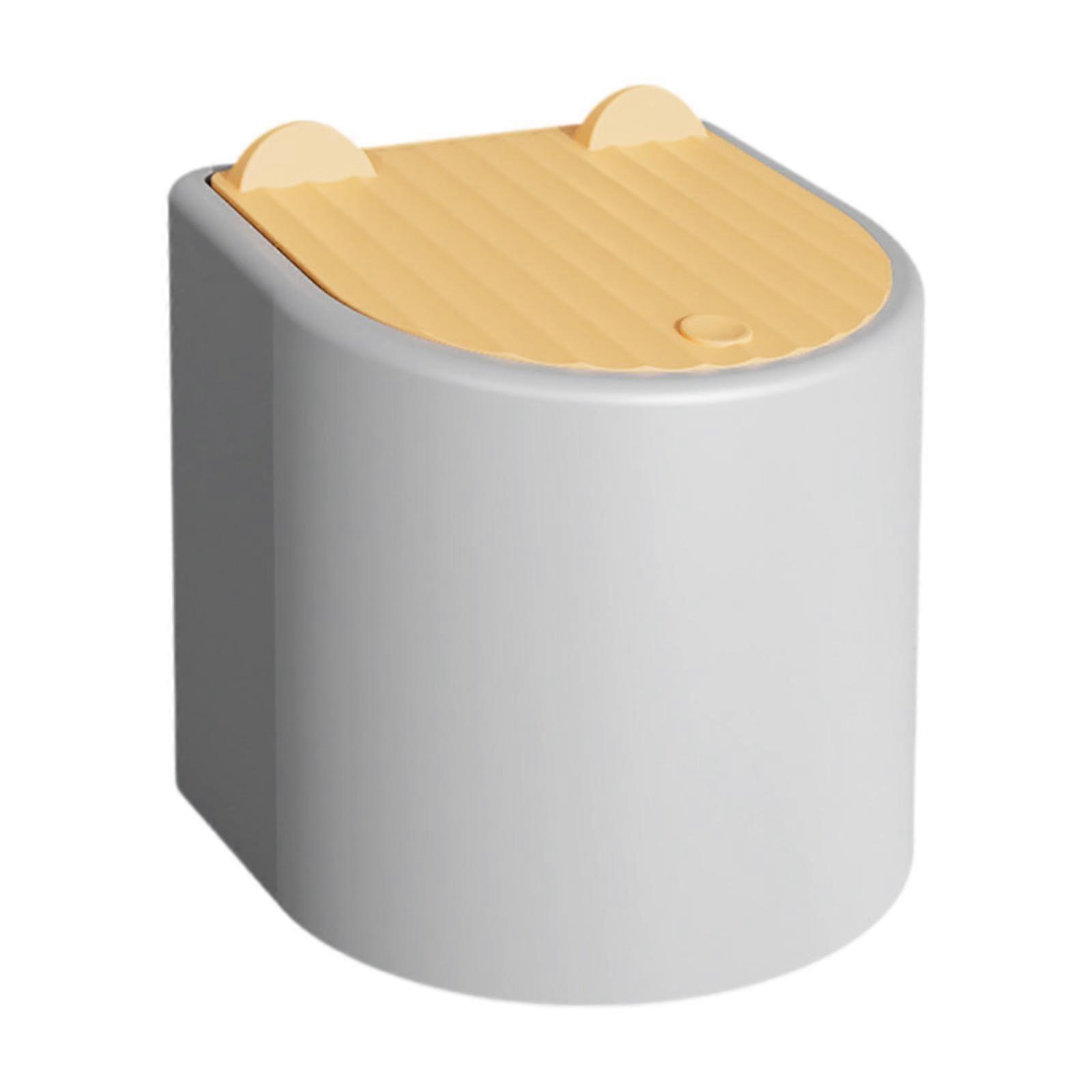 Desktop Trash Can with Lid Cat Litter Bin for Bathroom Vanity Kitchen Beside grey